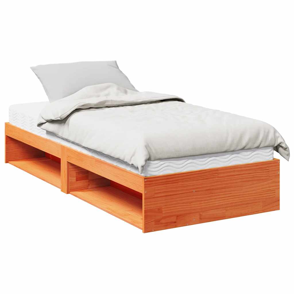 Dagbädd med madrass vaxbrun 100x200 cm massiv furu