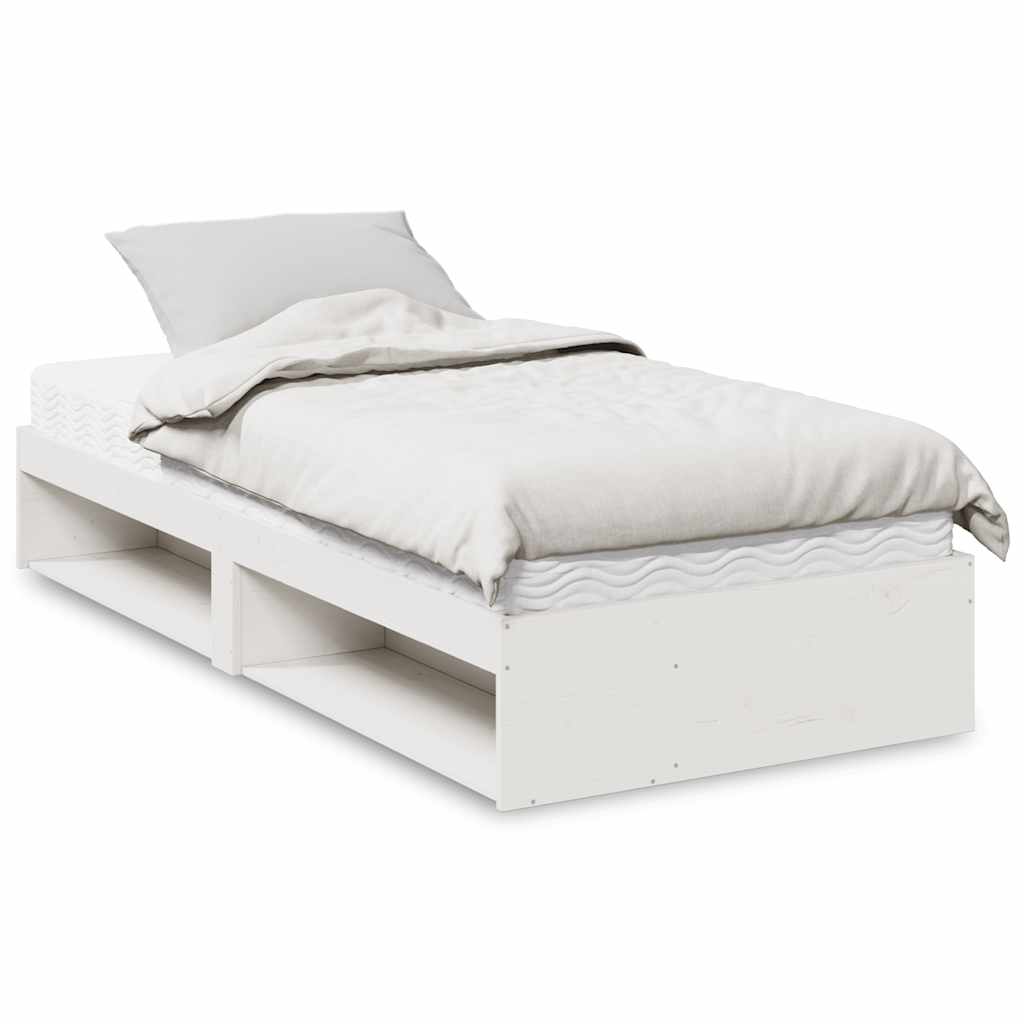 Dagbädd med madrass vit 80x200 cm massiv furu