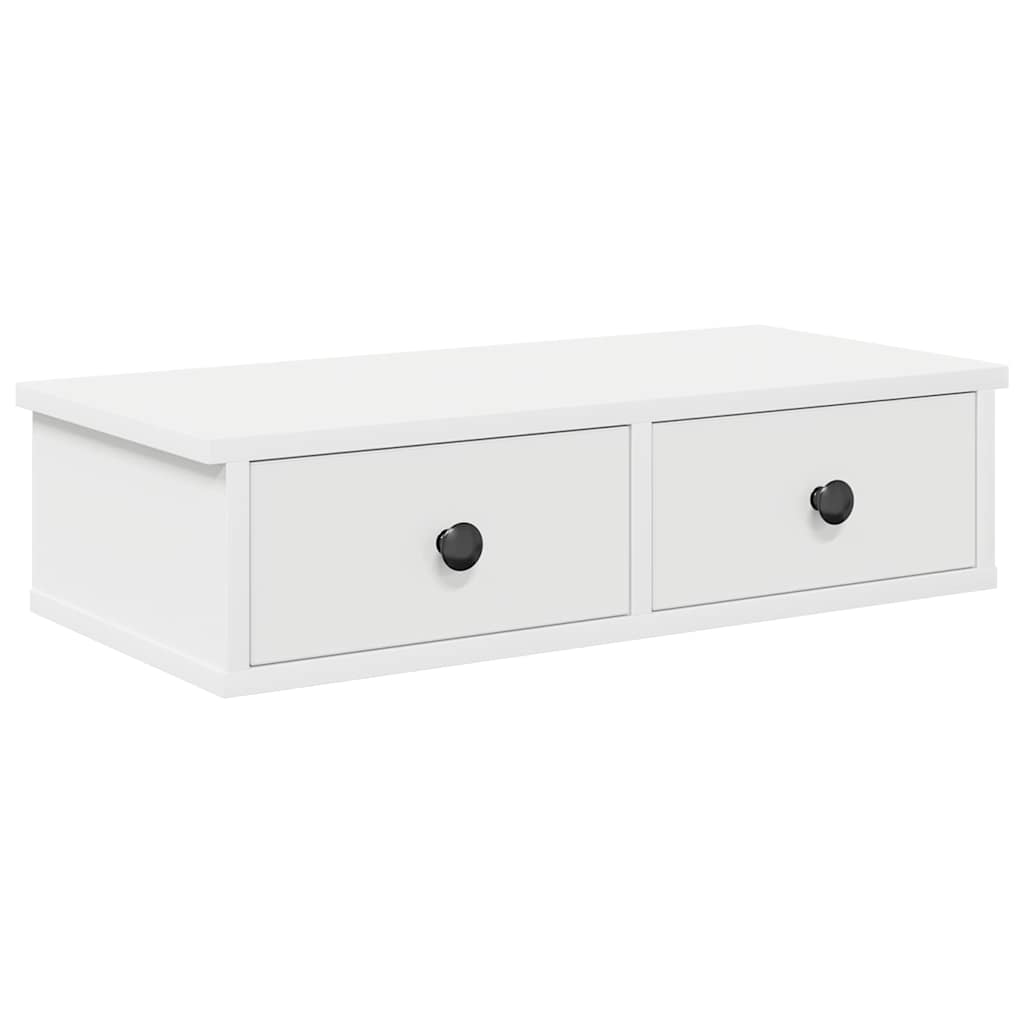 Vägghylla med lådor vit 60x28x15 cm konstruerat trä