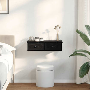 Vägghylla med lådor svart 60x28x15 cm konstruerat trä