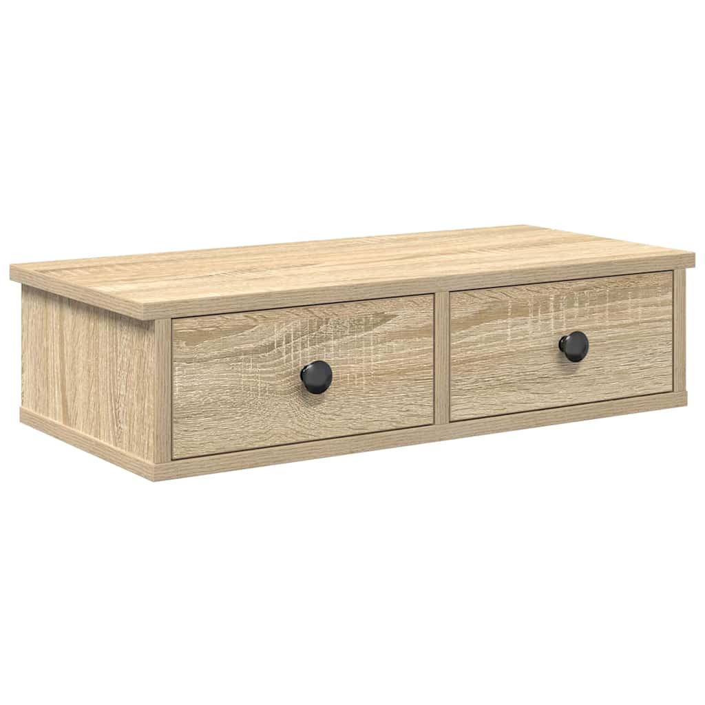 Vägghylla med lådor sonoma-ek 60x28x15 cm konstruerat trä
