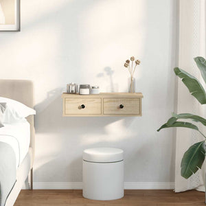 Vägghylla med lådor sonoma-ek 60x28x15 cm konstruerat trä