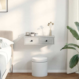 Vägghylla med lådor betonggrå 60x28x15 cm konstruerat trä