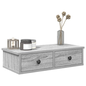 Vägghylla med lådor grå sonoma 60x28x15 cm konstruerat trä