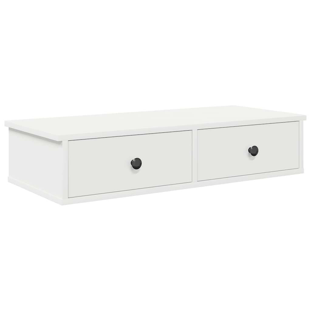 Vägghylla med lådor vit 80x34x17 cm konstruerat trä