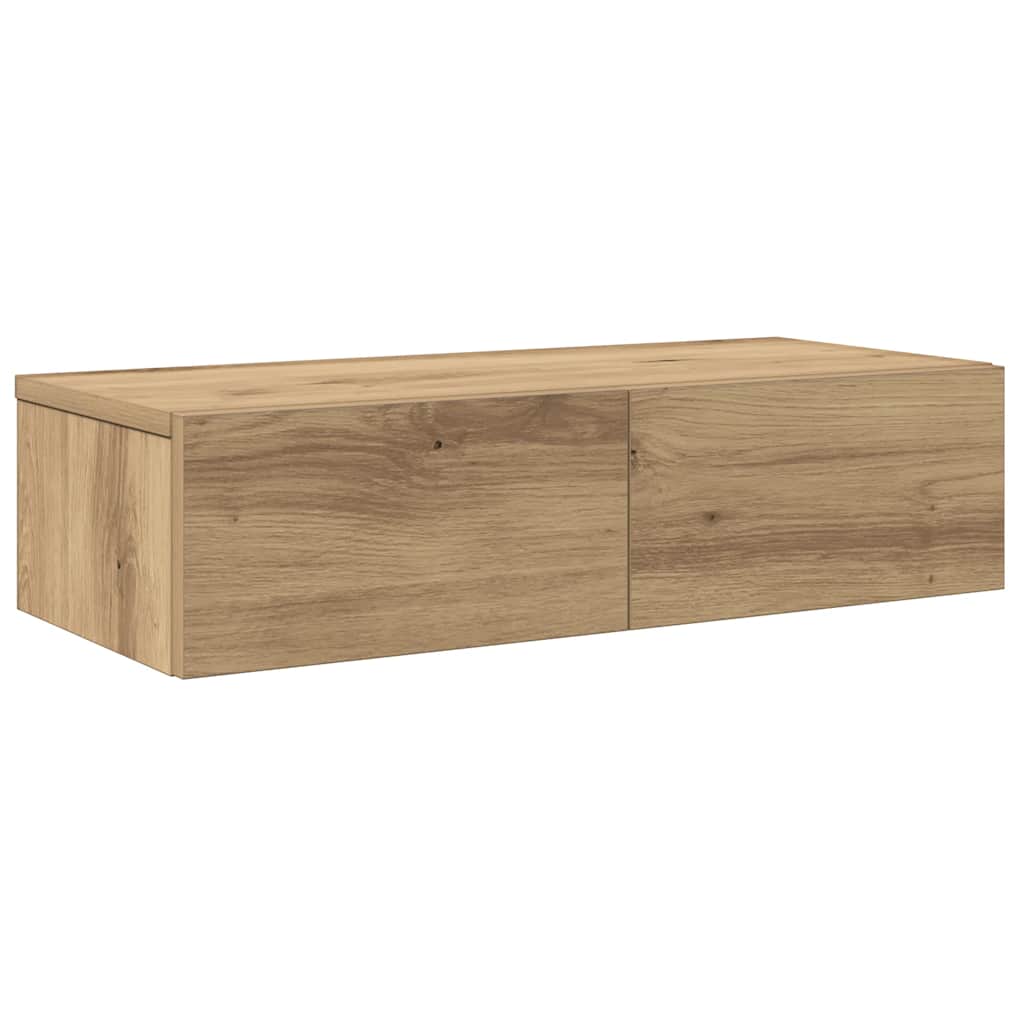 Vägghylla med lådor ek 60x26,5x15 cm konstruerat trä
