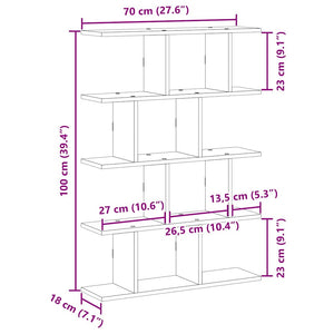 Väggmonterad kubhylla 12 fack betonggrå konstruerat trä