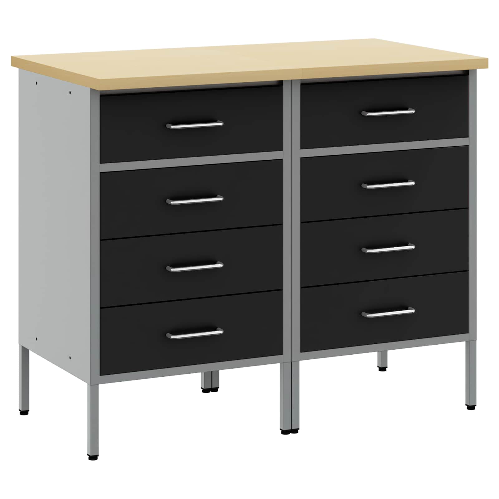 Arbetskabinett med låda 2 pcs Svart och Grå 100 x 55 x 85 cm
