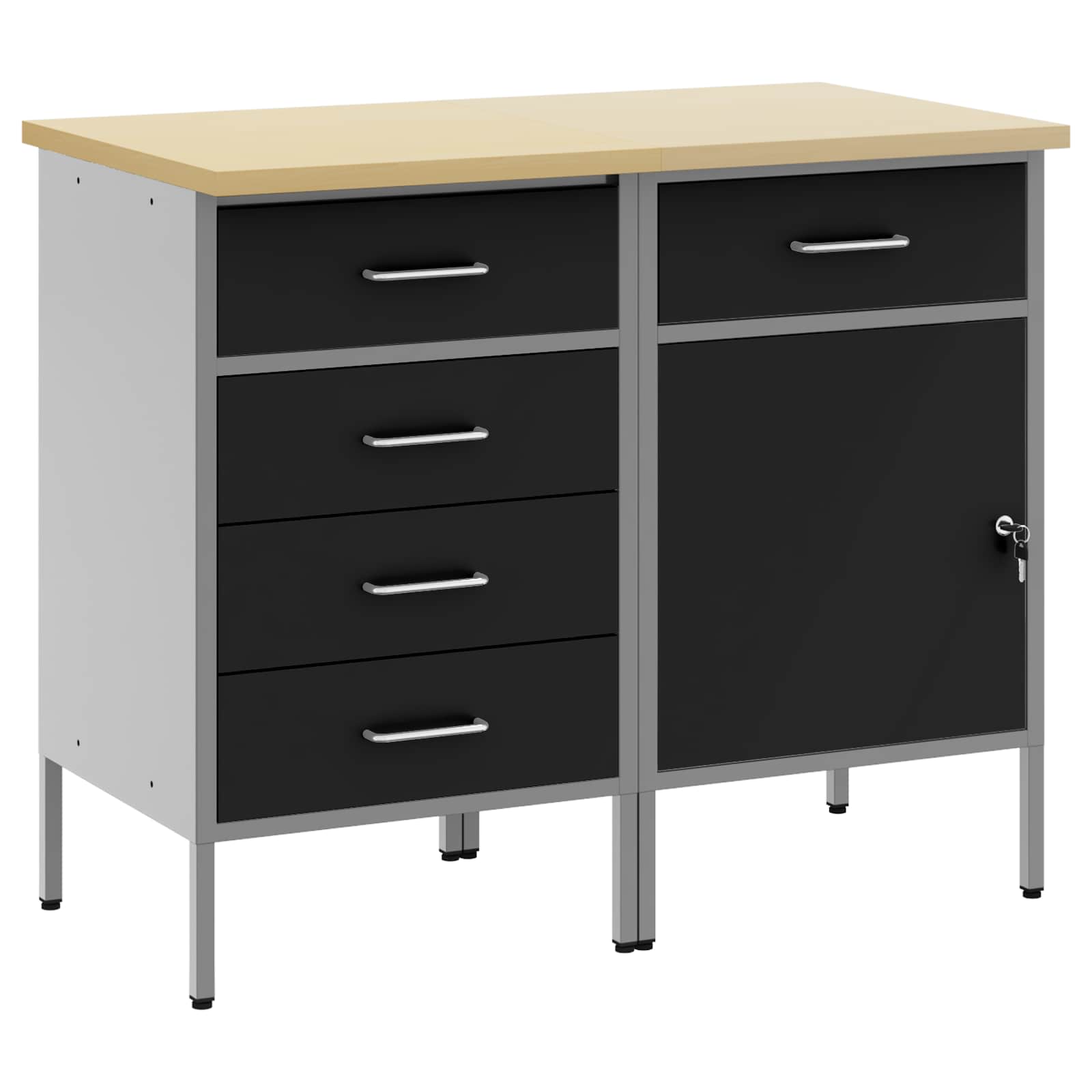 Arbetskabinett med låda 2 pcs Svart och Grå 100 x 55 x 85 cm