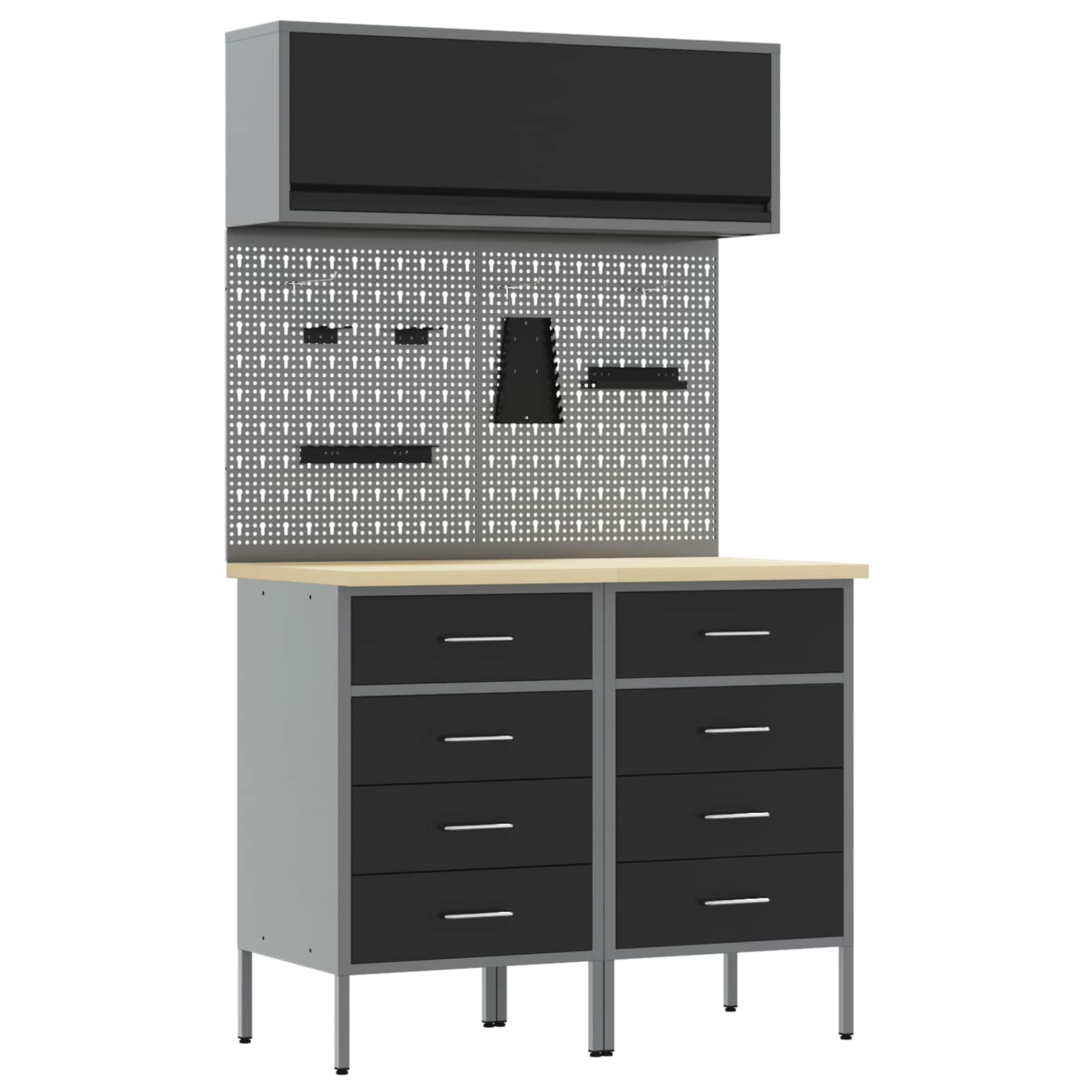 Arbetskabinett Set med låda med hylla med lagring 5 pcs Svart