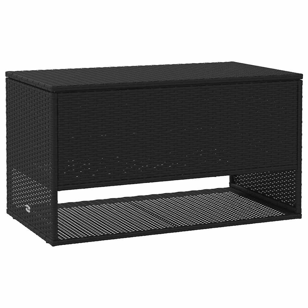 Kuddlåda för utomhusbruk svart 100x55x55,5 cm konstrotting