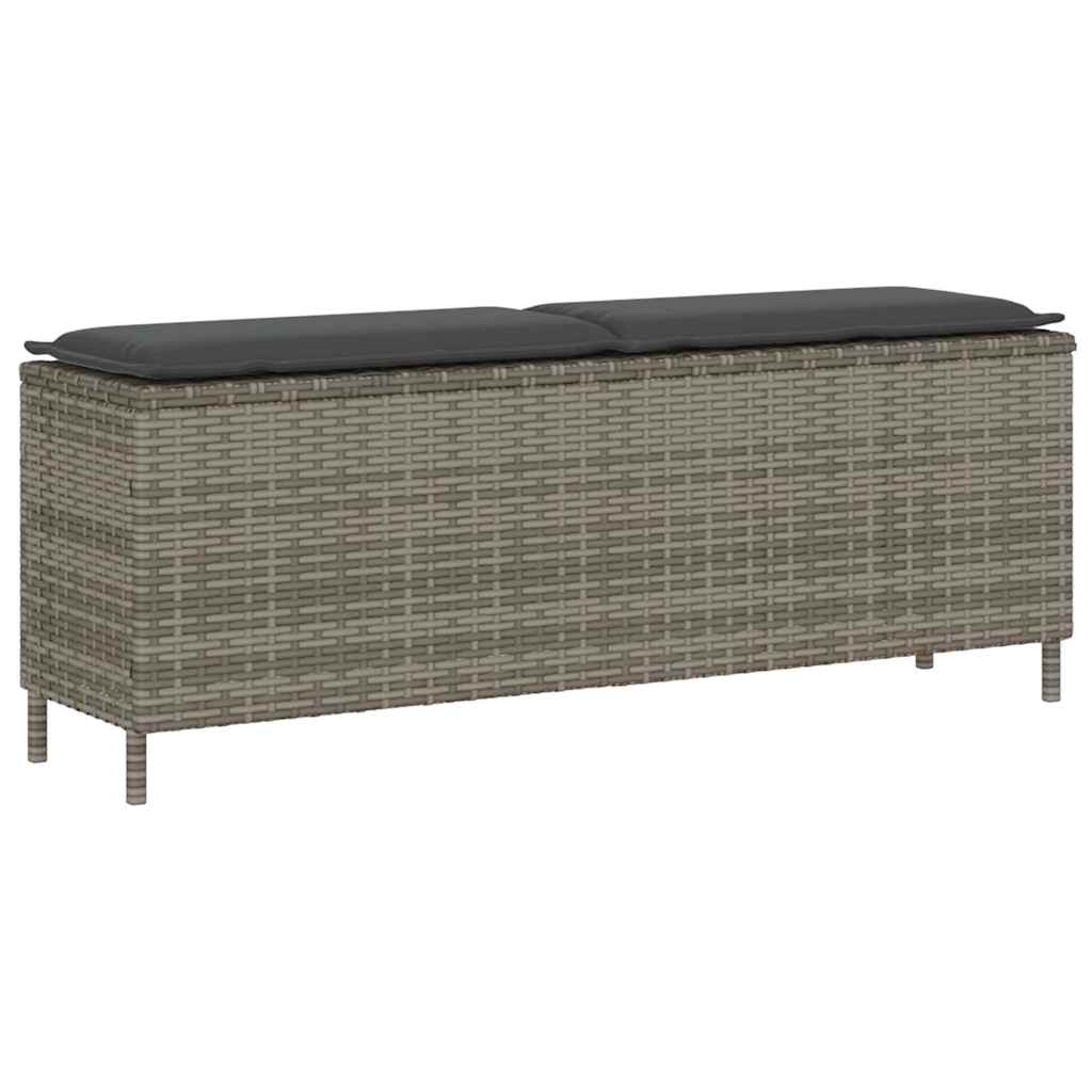 Trädgårdsbänk med dyna grå 110x30x40,5 cm konstrotting