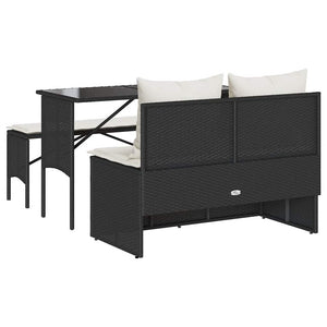 Matgrupp för trädgården med dynor 3 delar svart konstrotting