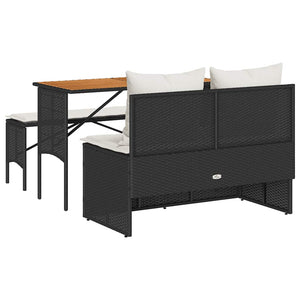 Matgrupp för trädgården med dynor 3 delar svart konstrotting