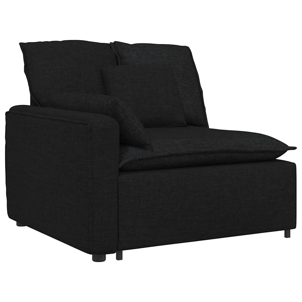 Modulär soffa armstödsändmodul med dynor svart 100 cm