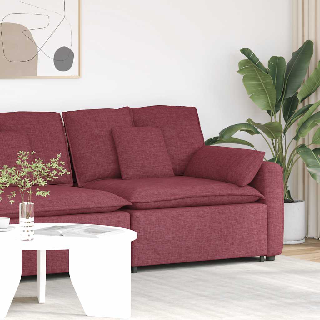 Modulär soffa armstödsändmodul med dynor vinröd 100 cm