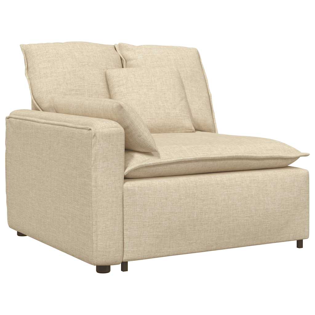 Modulär soffa armstödsändmodul med kuddar gräddvit 100 cm