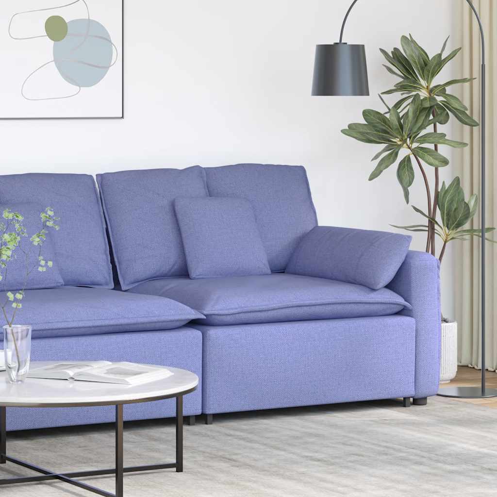Modulär soffa armstödsändmodul med dynor jeansblå 100 cm