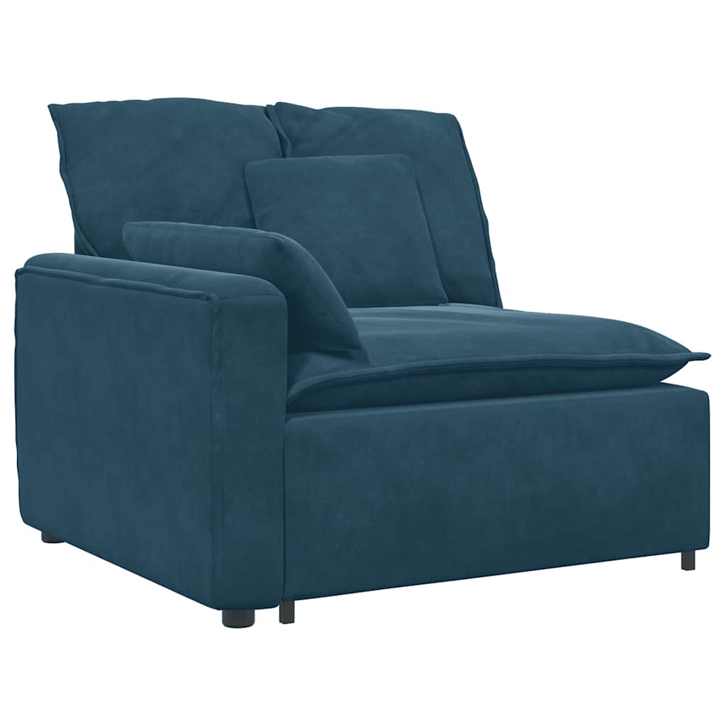 Modulär soffa armstödsändmodul med dynor blå 100 cm