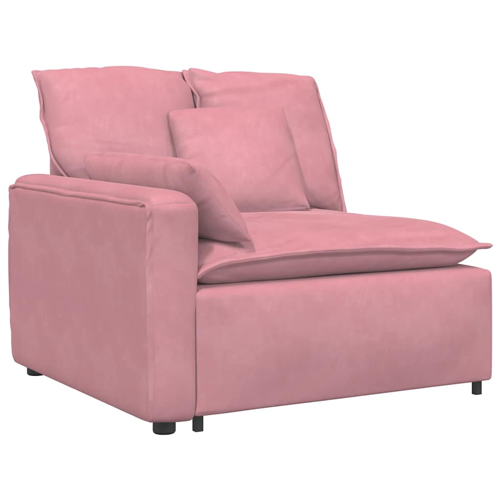 Modulär soffa armstödsändmodul med dynor rosa 100 cm