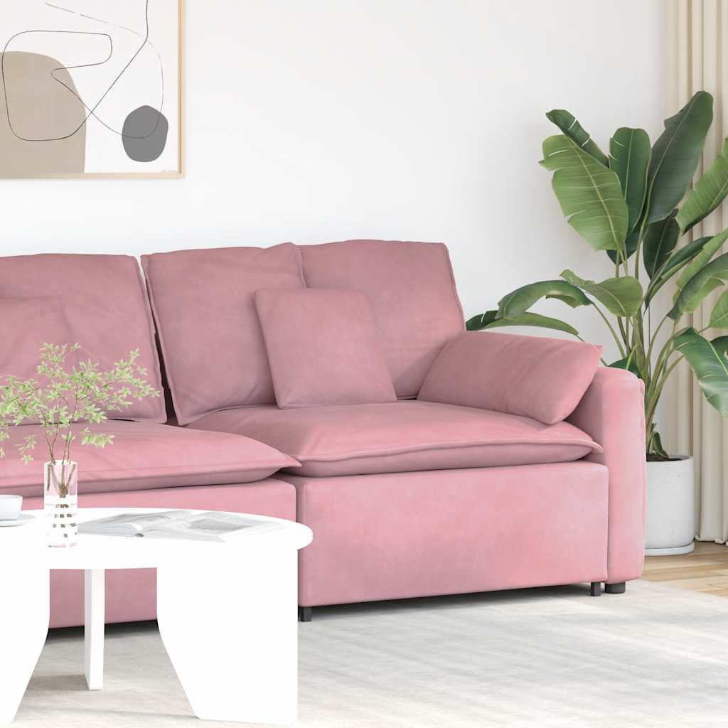 Modulär soffa armstödsändmodul med dynor rosa 100 cm