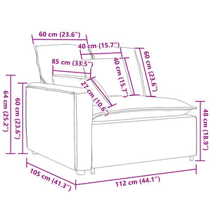 Modulär soffa armstödsändmodul med kuddar gul 100 cm
