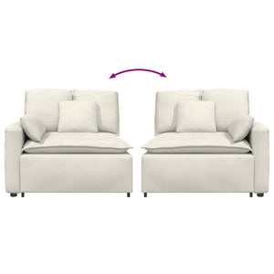 Modulär soffa armstödsändmodul med kuddar gräddvit 100 cm