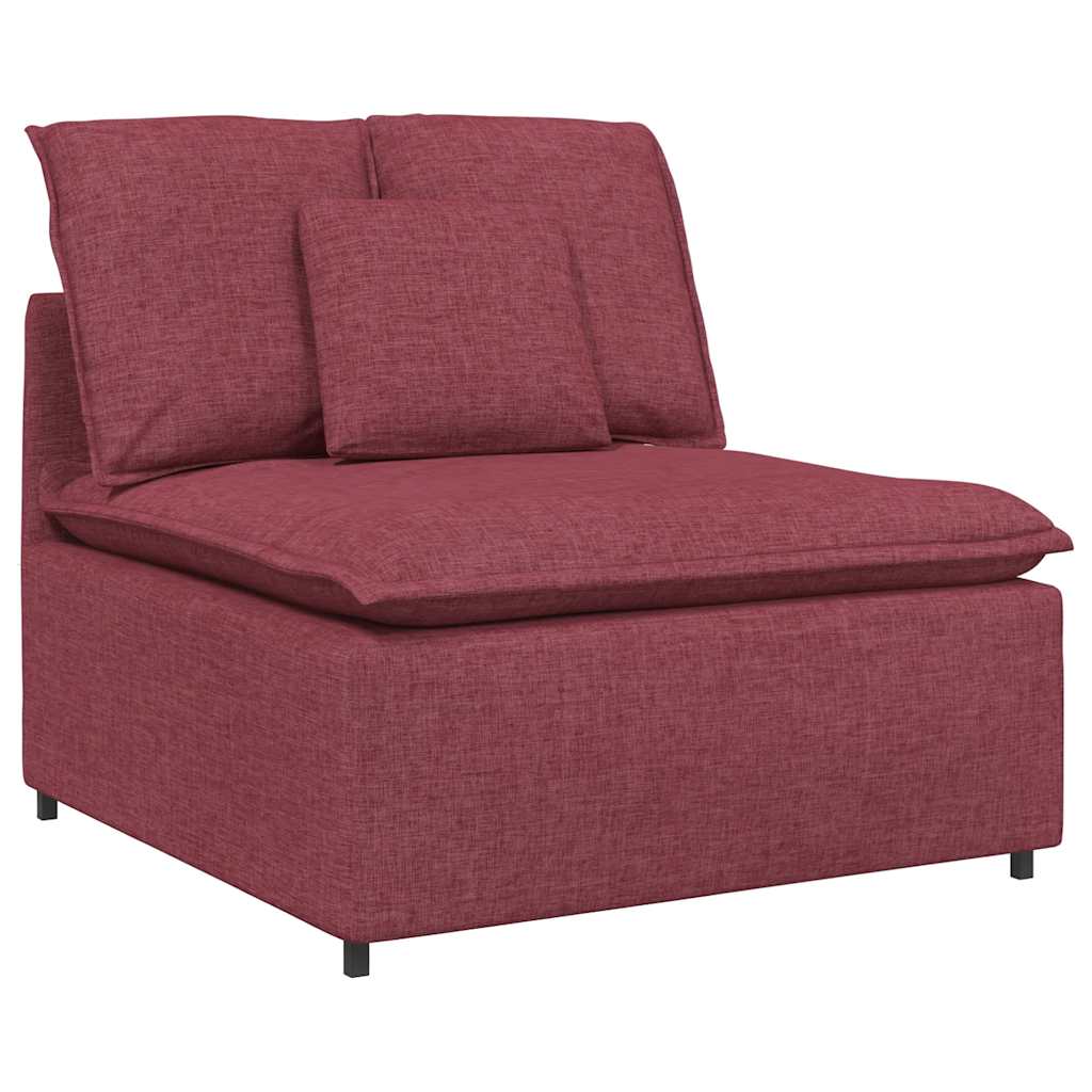 Modulär mittmodul för soffa med kuddar vinröd 100 cm