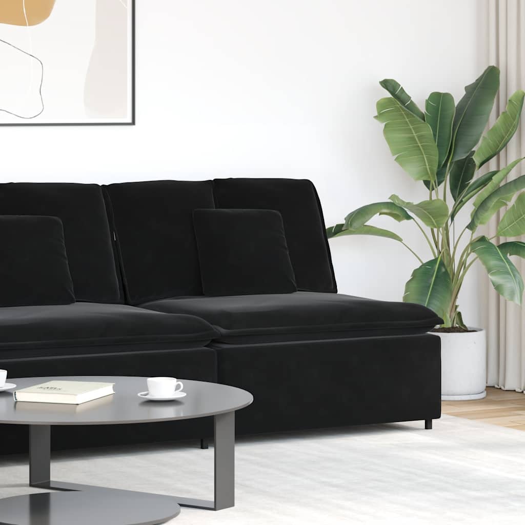 Modulär soffmodul i mitten med dynor svart 100 cm