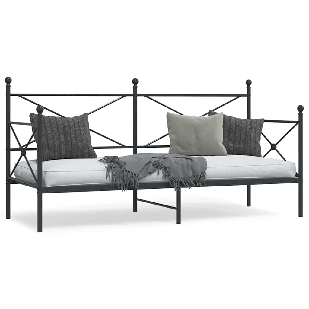 Dagbädd utan madrass svart 75x190 cm stål
