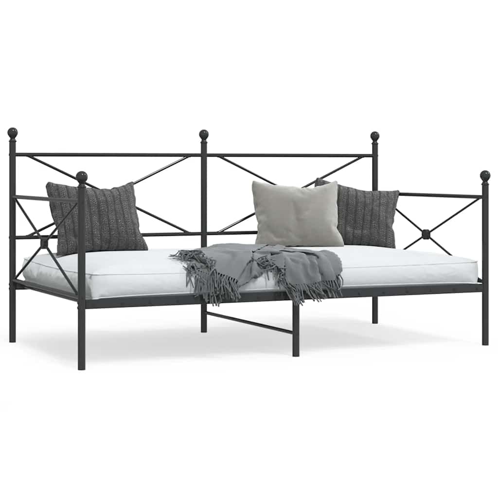 Dagbädd utan madrass svart 100x190 cm stål