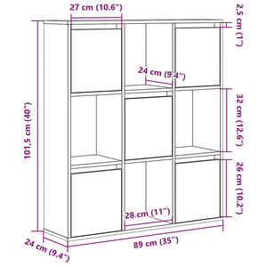 Bokhylla rökfärgad ek 89x24x101,5 cm konstruerat trä
