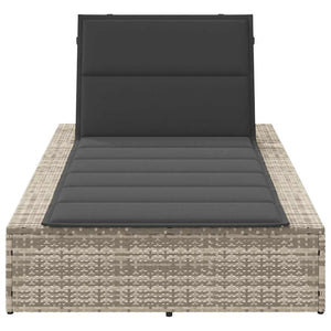 Solsäng med flytande dyna ljusgrå konstrotting