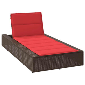 Solsäng med flytande dyna brun konstrotting