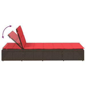 Solsäng med flytande dyna brun konstrotting