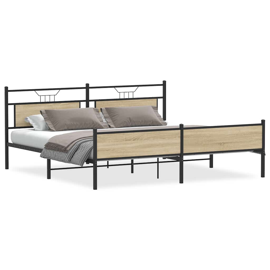 Sängram utan madrass metall sonoma-ek 200x200 cm