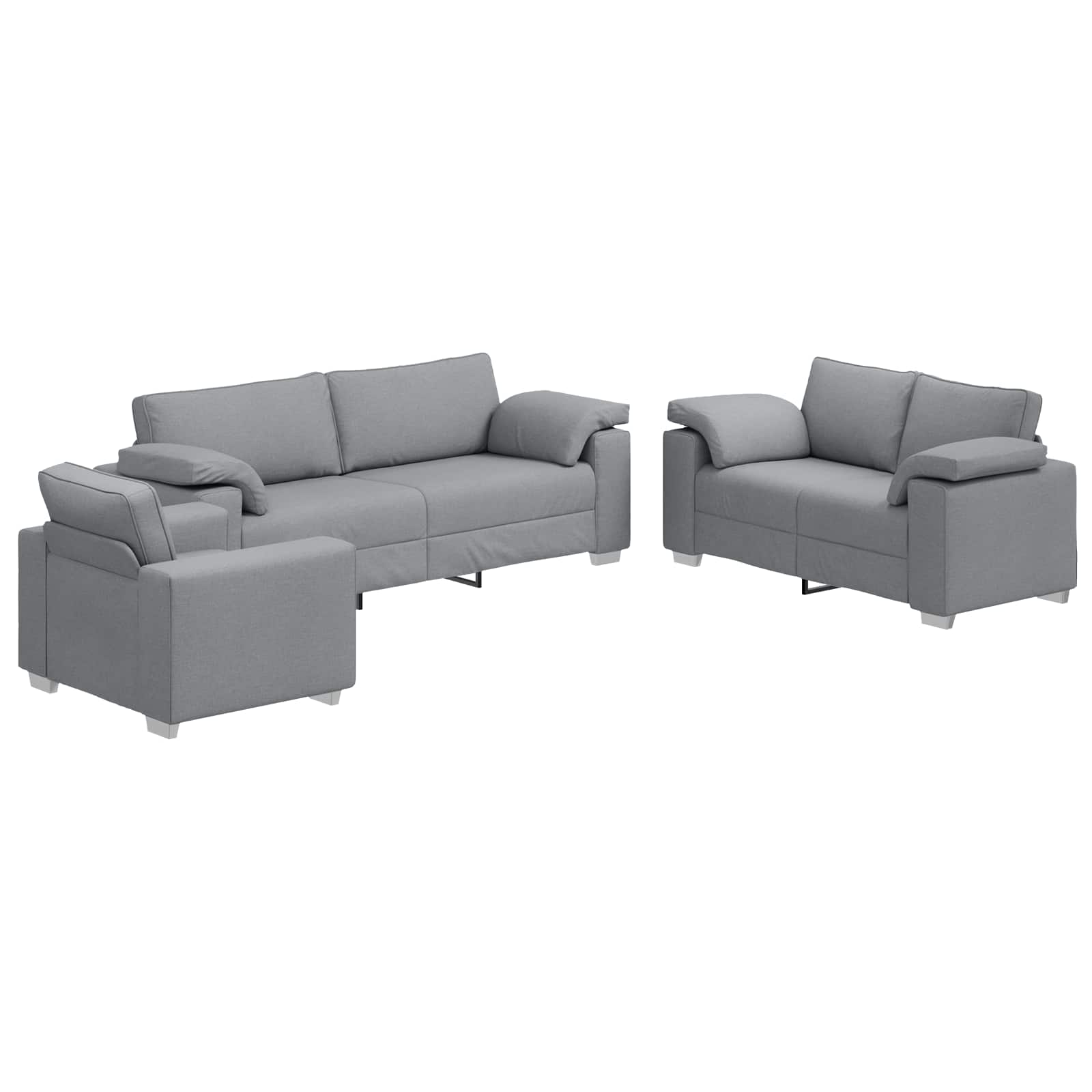 Soffa 3 pcs Ljusgrå 219 x 80 x 82 cm Linnenblandad tyg