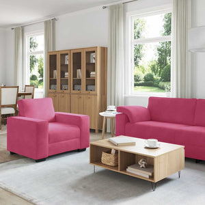 Soffgrupp med dynor 3 delar Vinröd sammet