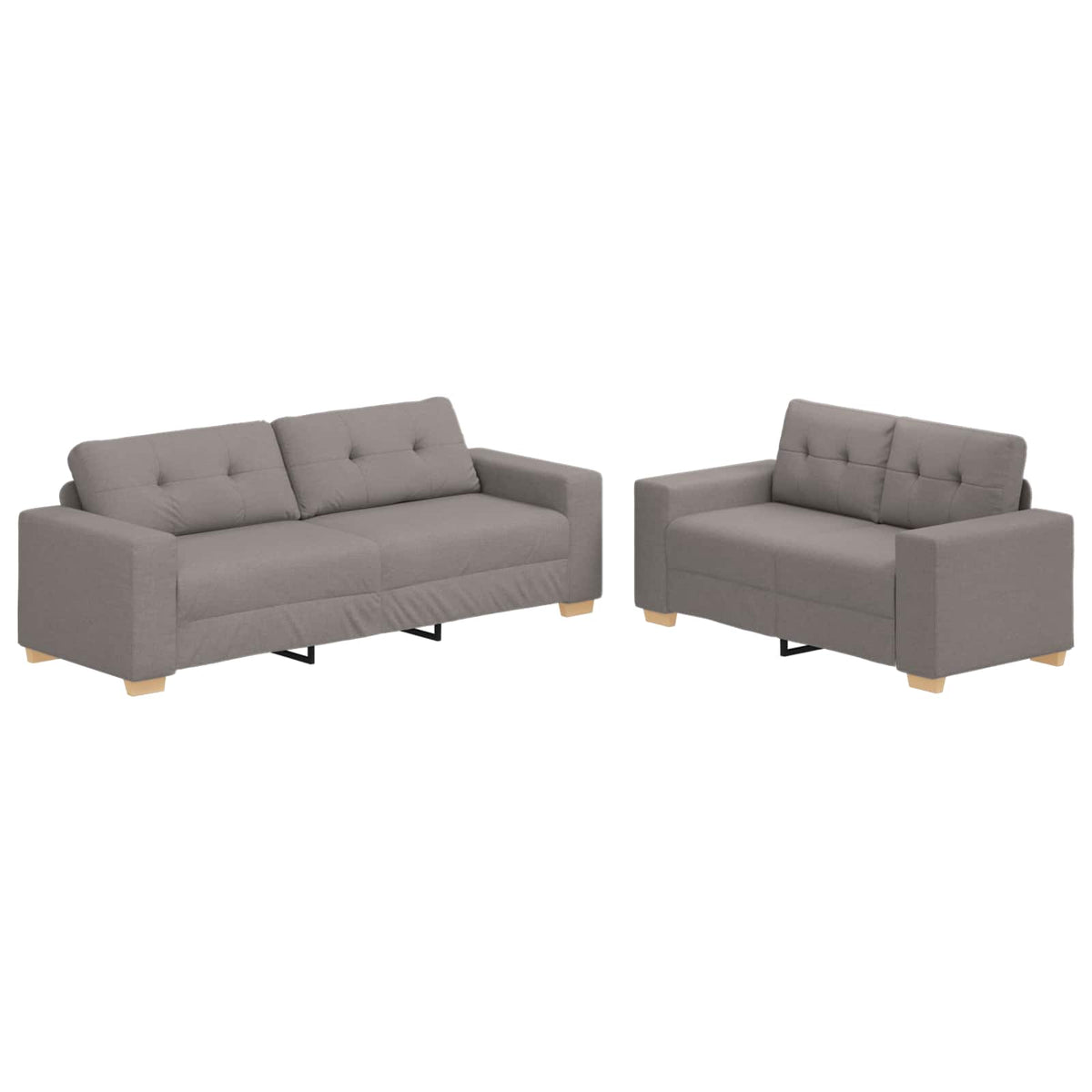 Soffa 2 st Taupe Linnenblandad tyg