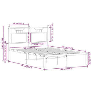 Sängram utan madrass rökfärgad ek 120x190 cm konstruerad trä