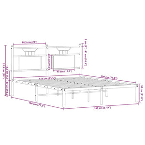 Sängram utan madrass rökfärgad ek 140x190 cm konstruerad trä