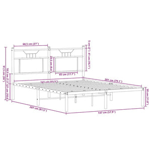 Sängram utan madrass rökfärgad ek 140x200 cm konstruerad trä