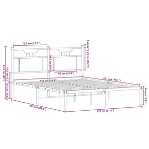 Sängram utan madrass rökfärgad ek 150x200 cm konstruerad trä
