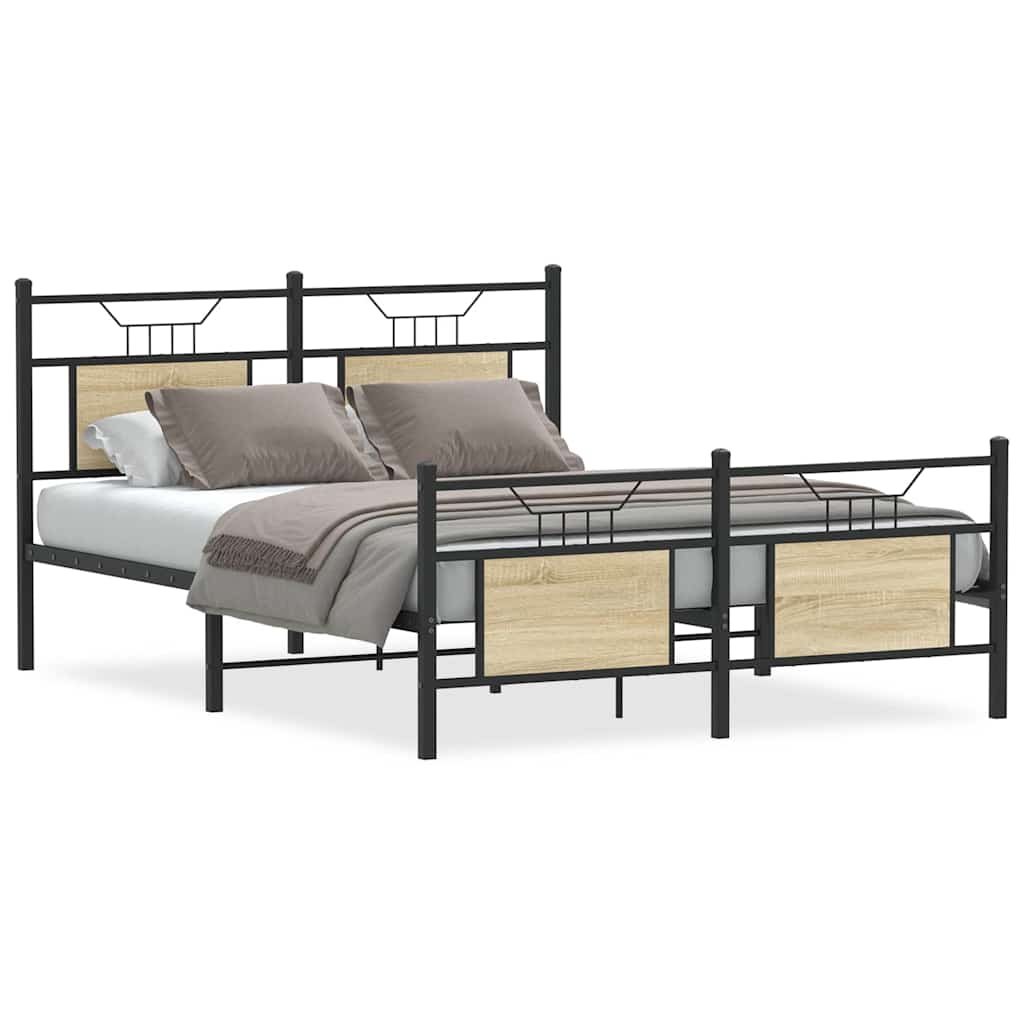 Sängram utan madrass sonoma-ek 140x190 cm konstruerad trä