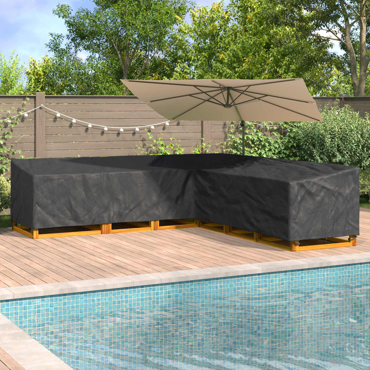 Möbelöverdrag 325 x 325 x 80 cm 420D Oxford Tyg L-form Svart