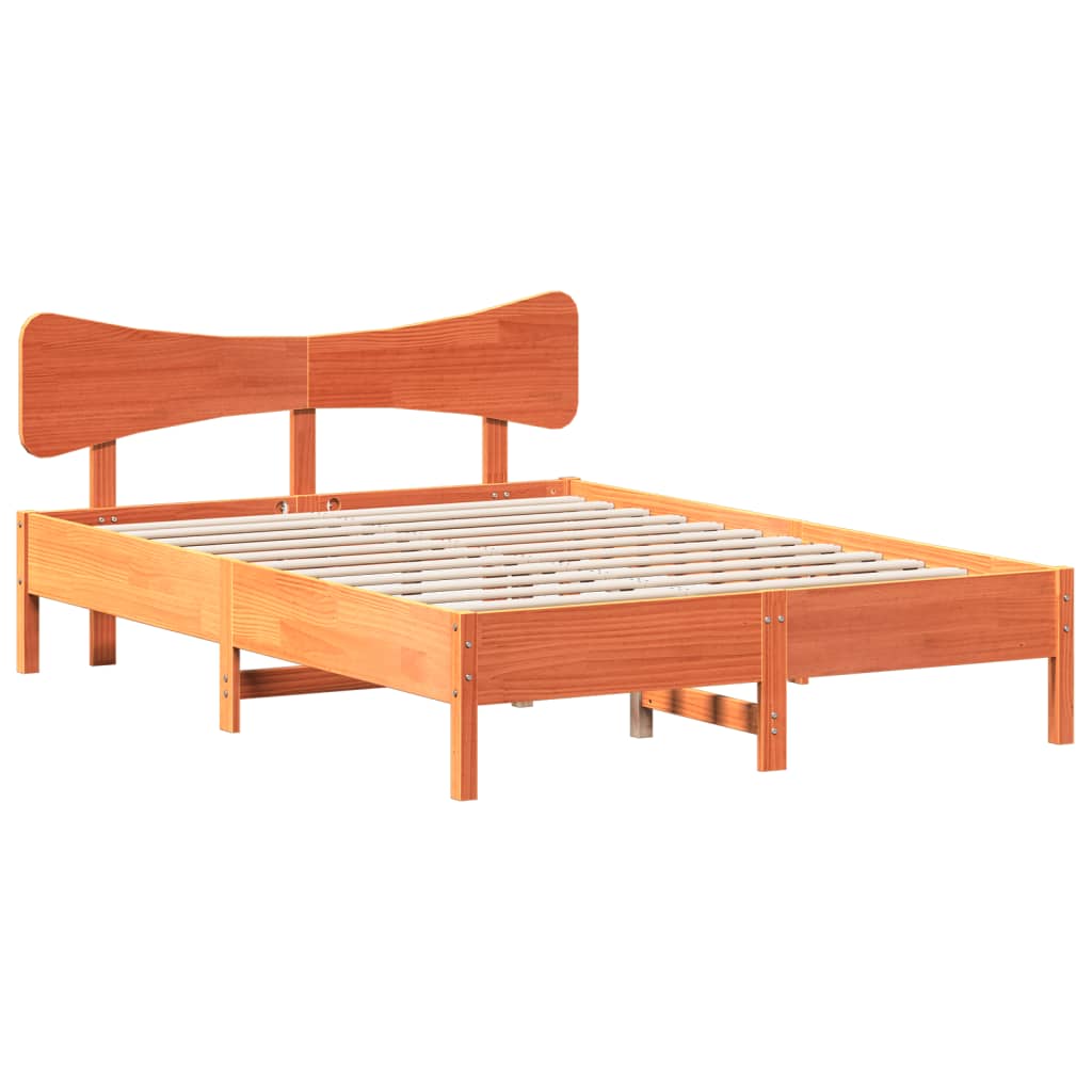 Sängram utan madrass vaxbrun 120x200 cm massiv furu