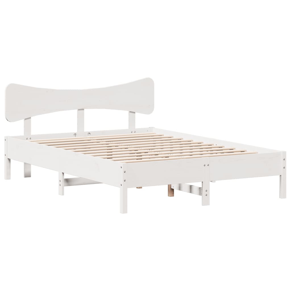 Sängram utan madrass vit 135x190 cm massiv furu