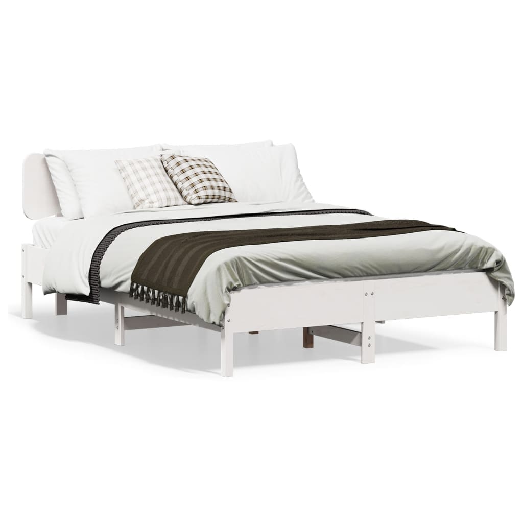 Sängram utan madrass vit 135x190 cm massiv furu