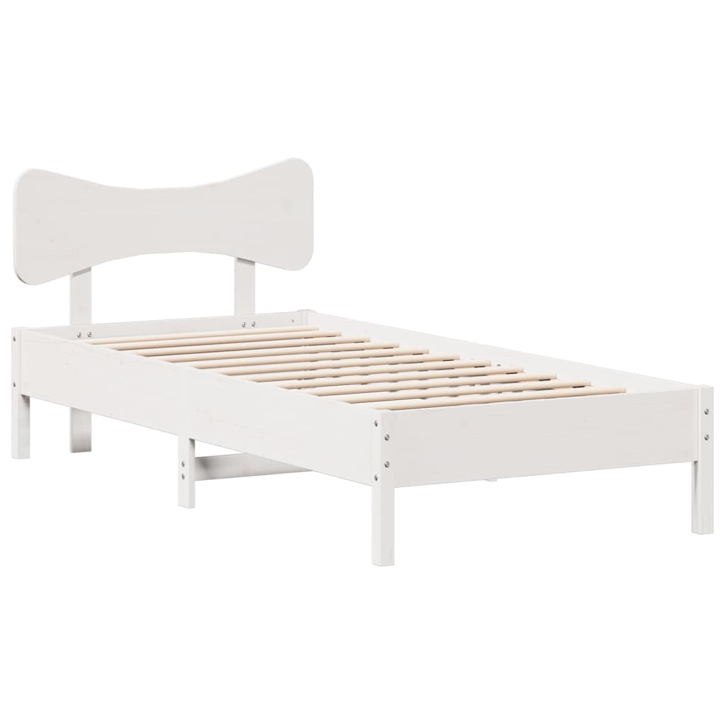 Sängram utan madrass vit 90x190 cm massiv furu
