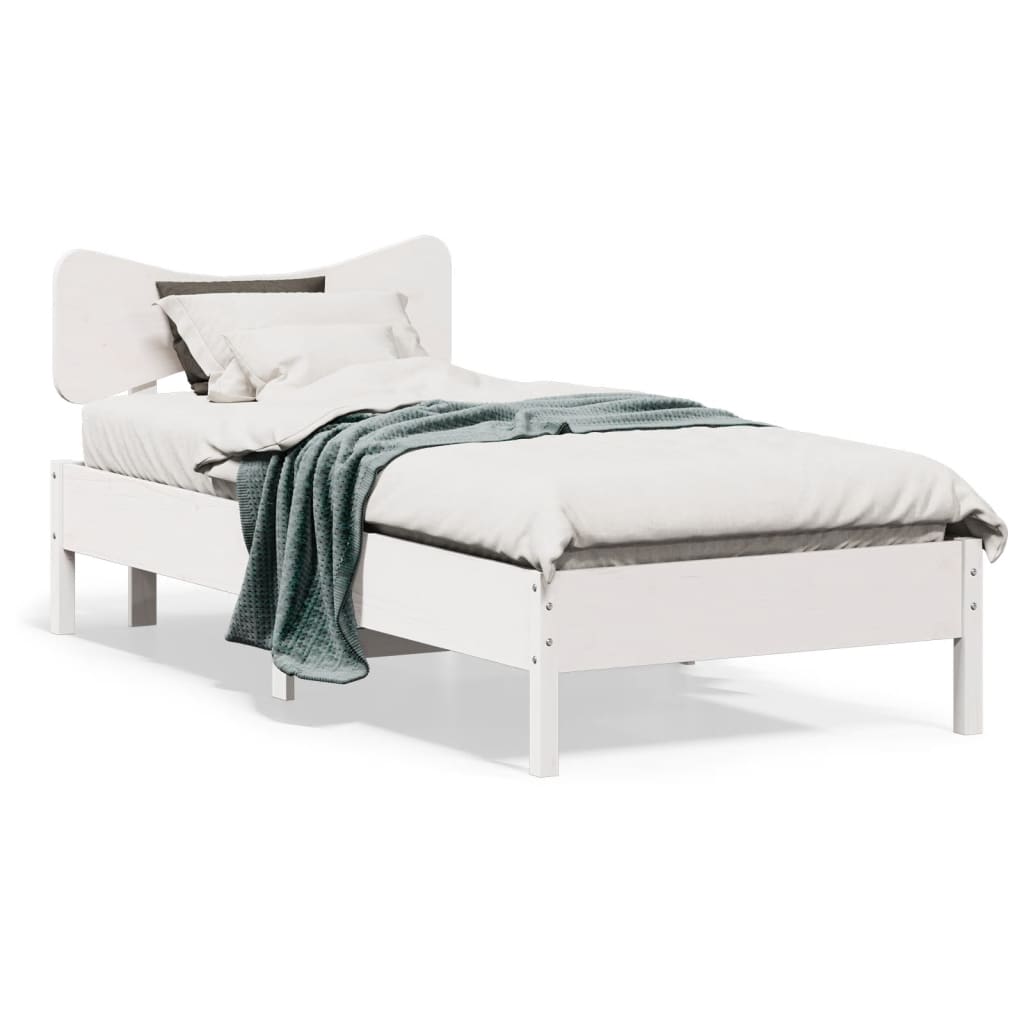 Sängram utan madrass vit 90x190 cm massiv furu